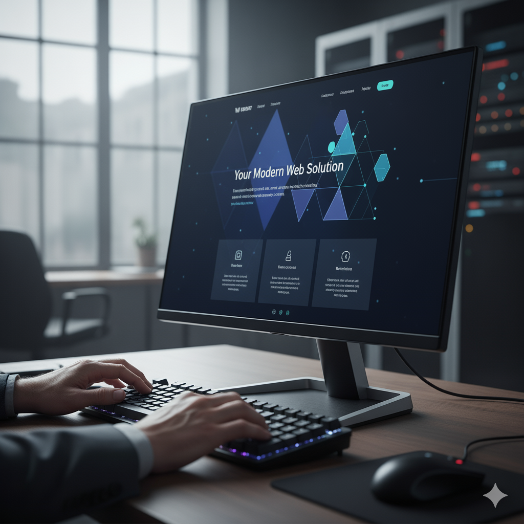 Person working on a website on their large monitor
