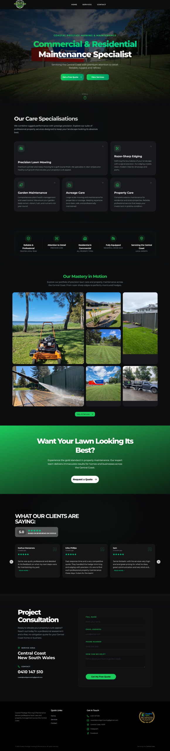 Coastal Prestige Mowing & Maintenance website preview